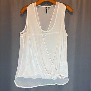 Kut from the Kloth Sheer White Drape Blouse